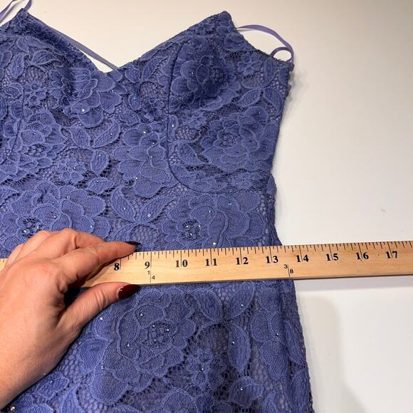 La Femme Lavender Sequin Side Slit Open Back Gown Size 8 - Picture 11 of 12